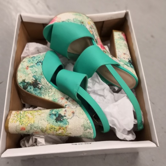 Sea Foam Faux Nubuck Chunky Sling Back Platform He - Picture 4 of 4